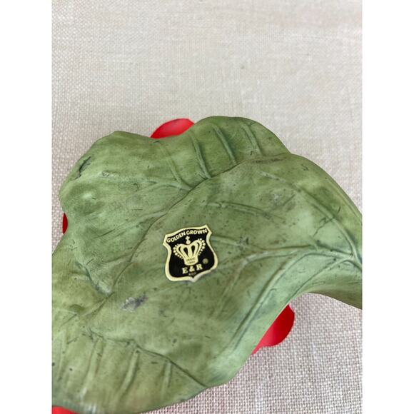 Vintage Golden Crown E & R Delicate Porcelain Red Rose Flower Figurine - Picture 8 of 11